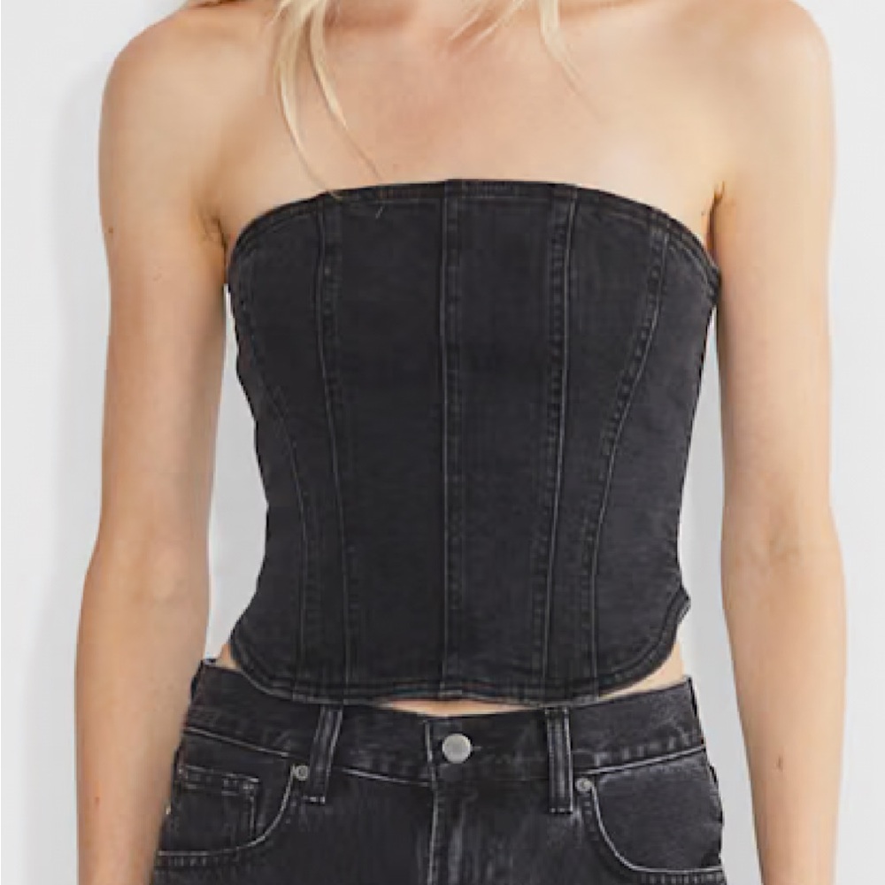Denim Forum the '90s Debbie Denim Bustier black XS new with tags